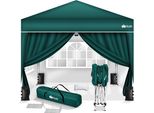 Gazebo Tillvex 3X3M Verde - Con 4 Pannelli Laterali Impermeabili | Gazebo Pop-Up Pieghevole Regolabile In Altezza | Tenda Da Giardino Protezione Uv 50+ | Tenda Da Festa Con Borsa Per Giardino