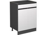 Vicco Mobiletto Base Per Cucina R-Line, 60 Cm Forma A J, Con Cassetto, Senza Piano Di Lavoro, Bianco/Antracite