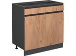 Vicco Mobiletto Base Per Cucina R-Line, 80 Cm Forma A J, Senza Piano Di Lavoro, Quercia Dorata/Antracite
