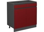 Vicco Mobiletto Base Per Cucina R-Line, 80 Cm Forma A J, Senza Piano Di Lavoro, Rosso/Antracite