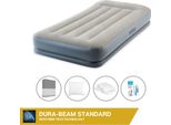 Letto Ad Aria Intex - 1 Persona - 99 X 191 X 30 Cm - Grigio - Con Pompa Incorporata + Lenzuola Antracite + Cuscino + Federe Molton 2 In 1 + Set Di Riparazione