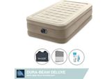 Intex Airbed - 1 Persona - 99 X 191 X 46 Cm - Beige - Con Pompa Incorporata, Lenzuolo Antracite E Kit Di Riparazione