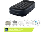 Intex Airbed - 1 Persona - 99 X 191 X 46 Cm - Blu - Con Pompa, Lenzuola Antracite, Cuscino, Federe Molton 2 In 1 E Set Di Riparazione