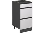 Vicco Mobiletto Base Per Cucina R-Line, 40 Cm Forma A J, Con Cassetti, Senza Piano Di Lavoro, Bianco/Antracite