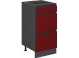 Vicco Mobiletto Base Per Cucina R-Line, 40 Cm Forma A J, Con Cassetti, Senza Piano Di Lavoro, Rosso/Antracite