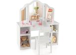 Costway Set Di Toilette Per Bambini 2 In 1, Scrivania Con Sedia E Specchio Rimovibile, Toilette Per Bambine Con Scomparti Aperti, Toilette In Legno, Tavolo Da Trucco (Con Sedia, Bianco)