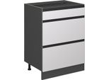 Vicco Mobiletto Base Per Cucina R-Line, 60 Cm Forma A J, Con Cassetti, Senza Piano Di Lavoro, Bianco/Antracite