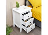 Costway Set Di 2 Comodini Con 3 Cassetti, Comodino Per Letto A Molle, Tavolino, Cassettiera Per Soggiorno Camera Da Letto, Bianco, 46 X 37 X 65 Cm