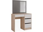 Vicco Tavolo Da Toeletta Sherry, 90 Cm Con Specchio A Led, Sonoma/Bianco