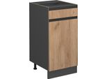 Vicco Mobiletto Base Per Cucina R-Line, 40 Cm Forma A J, Senza Piano Di Lavoro, Quercia Dorata/Antracite