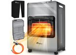 Tresko® 4200 Watt Riscaldatore A Gas Grigio Incl. Regolatore Di Pressione Del Gas Tubo Flessibile Del Gas + Coperchio | Stufa A Gas Riscaldatore A Gas In Ceramica Con 3 Livelli | Riscaldatore A Gas A Infrarossi Riscaldatore Radiante Per Bombole Di Gas Butano O Propano Fino A 15 Kg