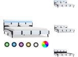 Vidaxl Struttura Letto Con Led In Pelle Finta Bianca 140X200 Cm - Letti E Strutture Letto