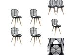 Vidaxl Sedie Da Pranzo 4 Pezzi In Rattan Nero Naturale - Sedie Da Pranzo