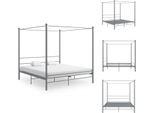 Vidaxl Letto A Baldacchino In Metallo Grigio 180X200 Cm - Letti & Reti