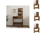 Vidaxl Tavolino Da Toilette Con Led In Rovere Marrone 74,5X40X141 Cm - Tavolini Da Toilette