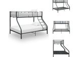 Vidaxl Struttura Letto A Castello In Metallo Nero 140X200 Cm/90X200 Cm - Letti E Strutture Letto