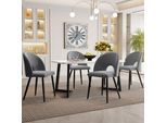 Flieks Set Da Pranzo Tavolo Da Pranzo Con 4 Sedie Sala Da Pranzo 5Pcs, Set Da Pranzo, Tavolo Da Pranzo Rettangolare Con Gambe Nere, Sedie Imbottite Con Rivestimento In Velluto, Grigio