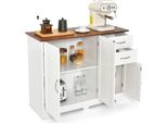 Costway Credenza Da Cucina Bianca, Isola Da Cucina Con Piano Di Lavoro 100×40Cm Mobile Buffet Con 3 Ante, 2 Cassetti E Ripiani Regolabili