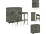 Vidaxl Set Da Bar 3 Pezzi In Rattan Grigio - Gruppi Da Pranzo