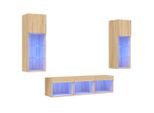 Vidaxl Parete Attrezzata A 5 Pezzi Con Illuminazione A Led Materiale In Legno Rovere Sonoma