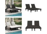 Vidaxl Lettino Da Sole Doppio Nero 155X138X83 Cm In Polipropilene - Lettino Da Sole - Lettino Da Sole - Lettino Da Giorno