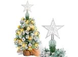 Jopassy 40Cm Mini Albero Di Natale Con 30 Led Bianco Caldo 8 Modalità Di Luce, Albero Di Natale Con Cima A Stella E Decorazione A Batteria, Avvento, Natale, Argento