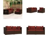 Vidaxl Set Salotto Da Giardino 3 Pezzi Con Cuscini In Poly Rattan Marrone - Set Salotto Da Giardino - Set Salotto Da Giardino - Divano E Tavolo - Set Salotto Da Patio