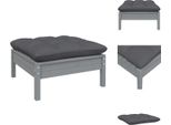 Vidaxl Sgabello Da Giardino Con Cuscino In Legno Massiccio Di Pino Grigio - Elementi Per Divani Da Giardino