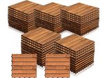 Yakimz Set Di 55 Piastrelle In Legno Acacia 5M² Piastrelle Per Patio Piastrelle A Scatto Mosaico Classico 30X30Cm