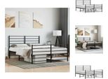 Vidaxl Struttura Letto Con Testiera E Pediera In Metallo Nero 160X200 Cm - Letti E Strutture Letto