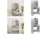Vidaxl Tavolo Da Toilette Con Specchio Grigio Cemento 74,5X40X141 Cm - Tavolo Da Toilette - Tavolo Da Trucco - Tavolo Cosmetico - Tavolo Da Toilette