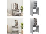 Vidaxl Tavolo Da Toilette Con Specchio Grey Sonoma 74,5X40X141 Cm - Tavolo Da Toilette - Tavolo Da Trucco - Tavolo Per Cosmetici - Tavolo Da Toilette