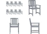 Vidaxl Sedie Da Giardino 8 Pz. Legno Massiccio Acacia Grigio - Sedia Da Giardino - Sedie Da Giardino - Sedia Di Legno - Sedie Di Legno