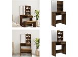Vidaxl Tavolo Da Toilette Con Specchio In Rovere Marrone 74,5X40X141 Cm - Tavolo Da Toilette - Tavolo Da Trucco - Tavolo Da Cosmesi - Tavolo Da Toilette