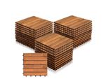 Yakimz Set Di 33 Piastrelle In Legno Acacia 3M² Piastrelle Per Patio Piastrelle A Scatto Mosaico Classico 30X30Cm