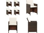 Vidaxl Sedie Da Giardino Con Cuscino 4 Pz. Poly Rattan Brown - Sedia Da Giardino - Sedie Da Giardino - Poltrona Da Giardino - Sedia Da Pranzo