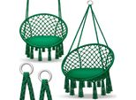 Tillvex Sedia Pensile Verde 200Kg Da Appendere | Sedia Pensile Per Interni Ed Esterni | Cesto Pensile Resistente Alle Intemperie | Cesto Oscillante Con Cuscino