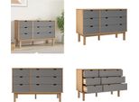 Vidaxl Cassettiera Otta Brown & Grey 111X43X73,5 Cm In Legno Massiccio - Cassettiera - Cassettiere - Cassettiera - Cassettiera - Cassettiere