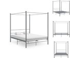 Vidaxl Letto A Baldacchino In Metallo Grigio 160X200 Cm - Letti E Reti
