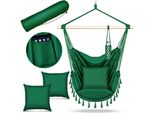 Tillvex Hanging Chair Green 2 Cuscini Da Appendere | Hanging Chair Con Portabicchieri E Scomparto Per Libri | Hanging Seat Resistente Alle Intemperie - Indoor & Outdoor | Cesto Appeso Con Borsa Per Il Trasporto Per Adulti E Bambini