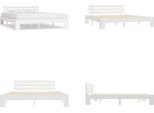 Vidaxl Letto In Legno Massiccio Di Pino Bianco 160X200 Cm - Struttura Letto - Cornici Letto - Struttura Letto - Letto