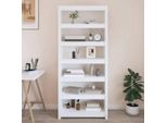 Vidaxl Libreria Bianca 80X35X183 Cm In Legno Di Pino Massiccio - Libreria - Librerie - Libreria In Legno
