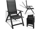 Tillvex Sedia Da Giardino Premium 1 Pezzo Nero Pieghevole In Alluminio | Sedia A Schienale Alto Con Braccioli | Sedia Pieghevole Regolabile | Poltrona Pieghevole Balcone Giardino Terrazza