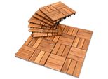 Jopassy Piastrelle In Legno 11X 1M² Piastrelle Per Terrazze In Legno Di Acacia Piastrelle Click 30X30Cm Giardino Balcone Mosaico