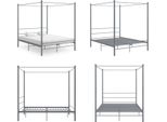 Vidaxl Letto A Baldacchino In Metallo Grigio 160X200 Cm - Struttura Letto - Struttura Letto In Metallo - Letto - Letti