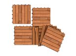 Jopassy Set Di 11 Piastrelle In Legno Acacia 1M² Piastrelle Per Patio Click Tiles Mosaico Classico 30X30Cm