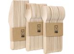 Set Di Posate In Legno Monouso H&S - 150 Pezzi Di Posate Biologiche Per Feste - 50 Pezzi Ciascuno Di Cucchiaio Coltello Forchetta - Set Di Posate - Posate Monouso Stabili - Cucchiaio Coltello In Legno