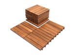 Jopassy Set Di 44 Piastrelle In Legno Acacia 4M² Piastrelle Per Patio Piastrelle A Scatto Mosaico Classico 30X30Cm