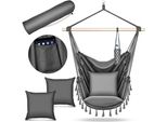 Tillvex Hanging Chair Antracite 2 Cuscini Da Appendere | Hanging Chair Con Portabicchieri E Scomparto Per Libri | Hanging Seat Resistente Alle Intemperie - Indoor & Outdoor | Cesto Appeso Con Borsa Per Il Trasporto Per Adulti E Bambini