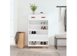 The Living Store Scarpiera Bianca 60X35X105 Cm Materiale In Legno